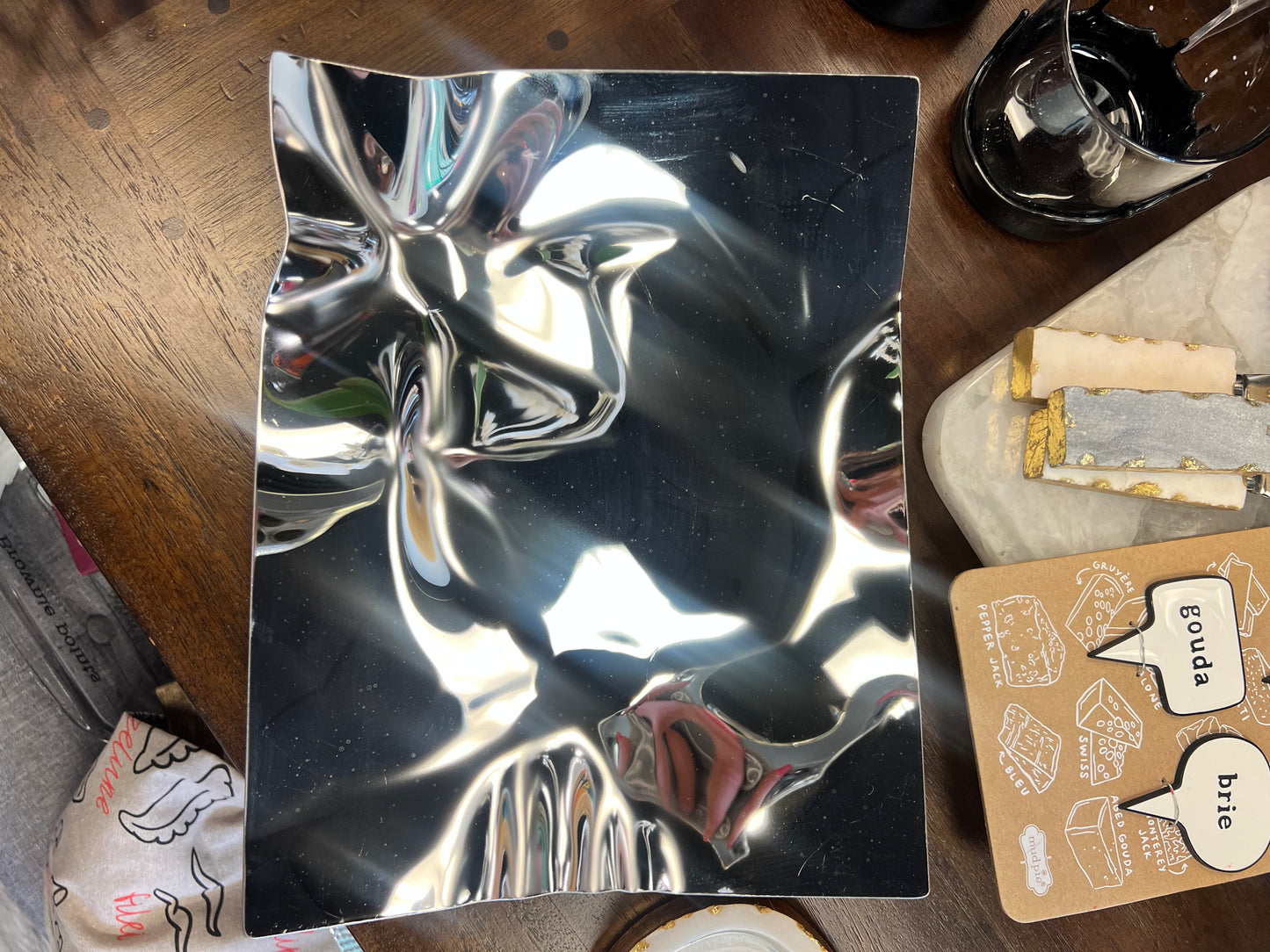 Silver Large Crinkle Metal Tray