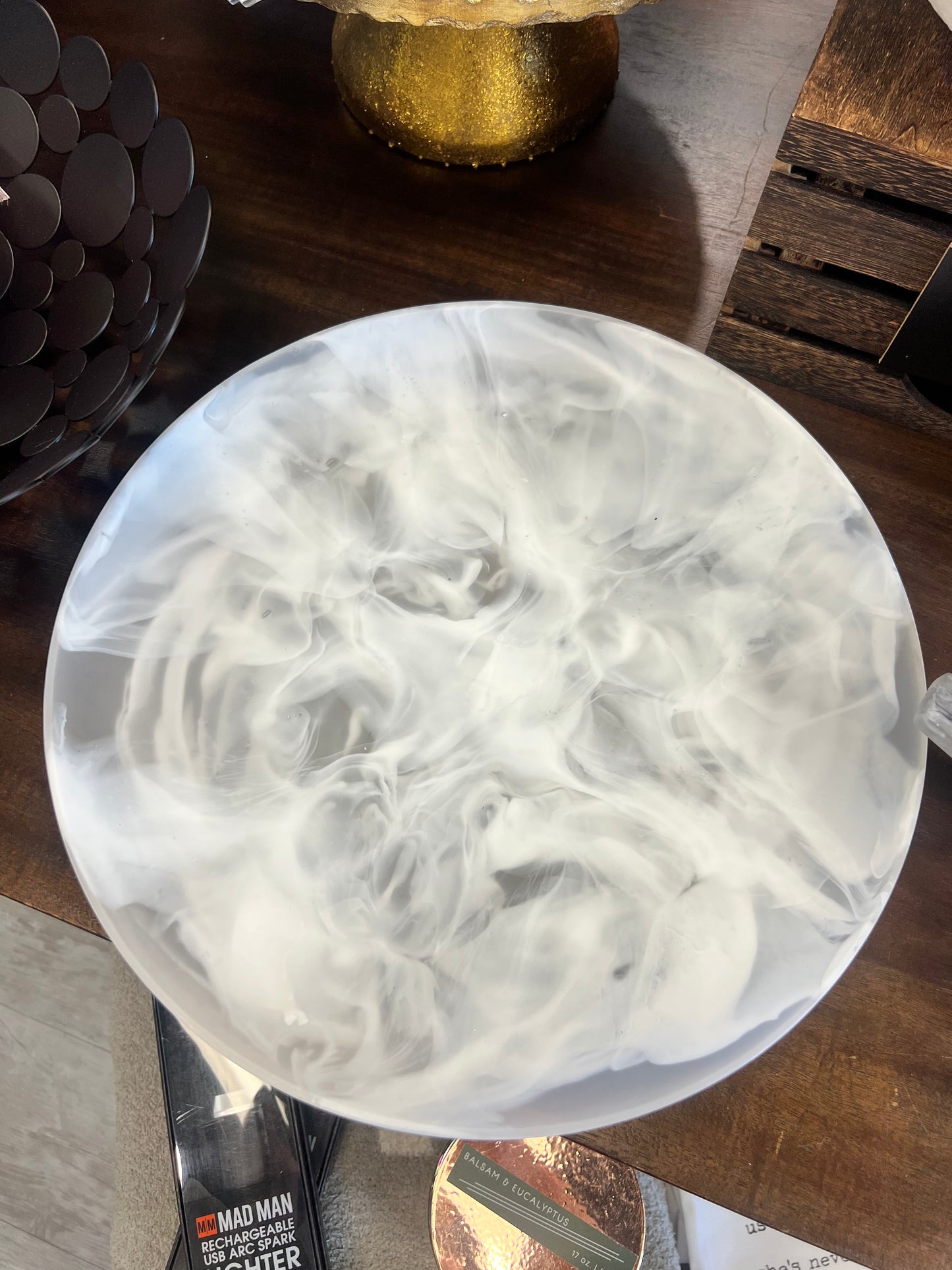 White Large Resin Flat Marble Serving Platter
