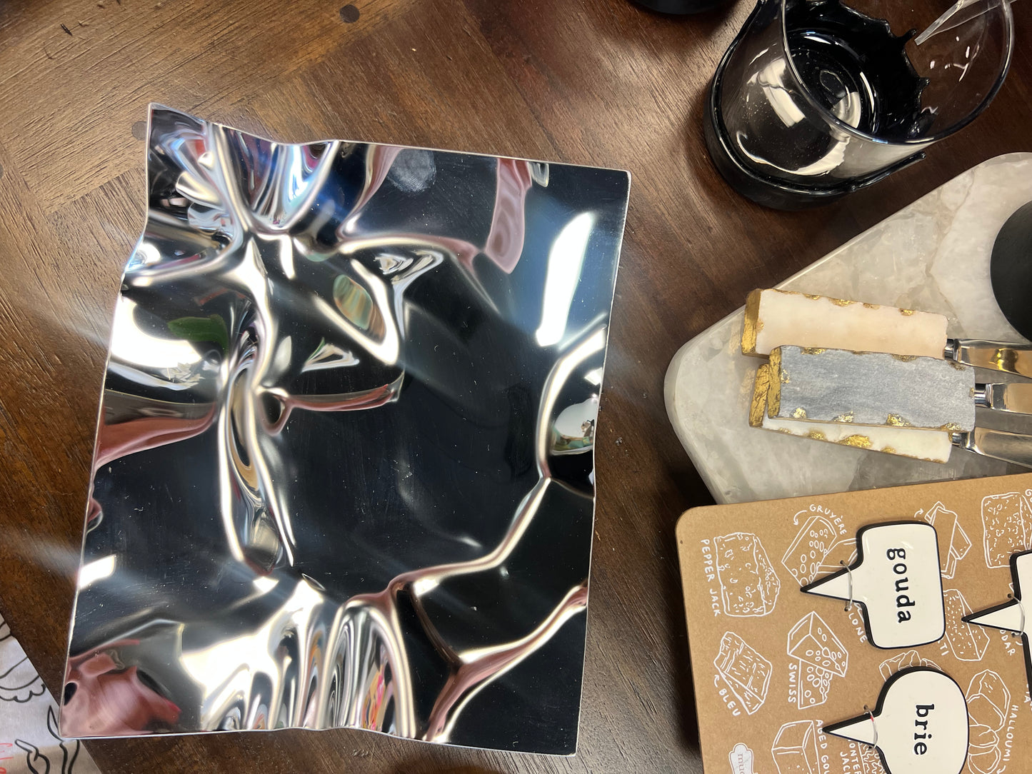 Silver Small Crinkle Metal Tray