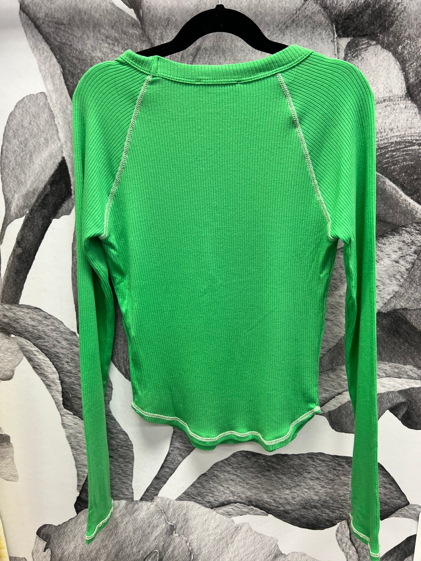Candy Green Long Sleeve Rib Raglan Top