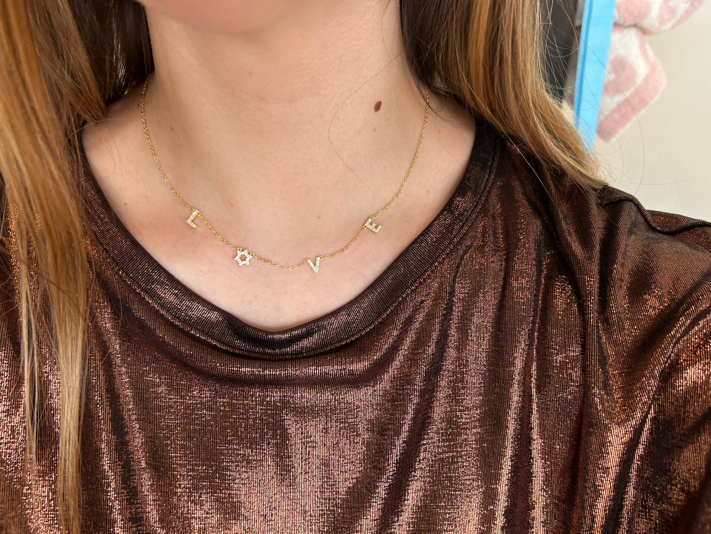 LOVE 14k Gold Plated Necklace with CZ