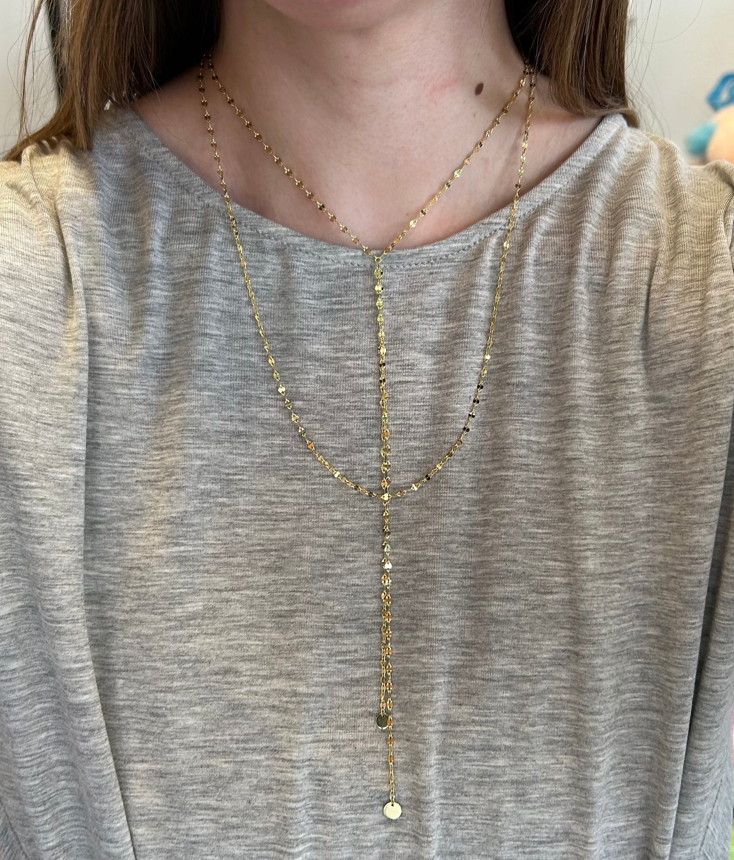 Faceted Double Chain Necklace w/ Center Lariat