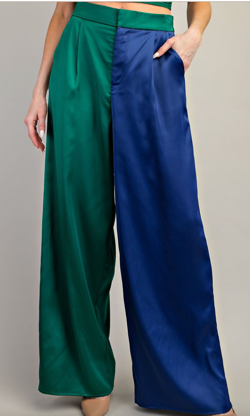 High Waist Color Block Pants