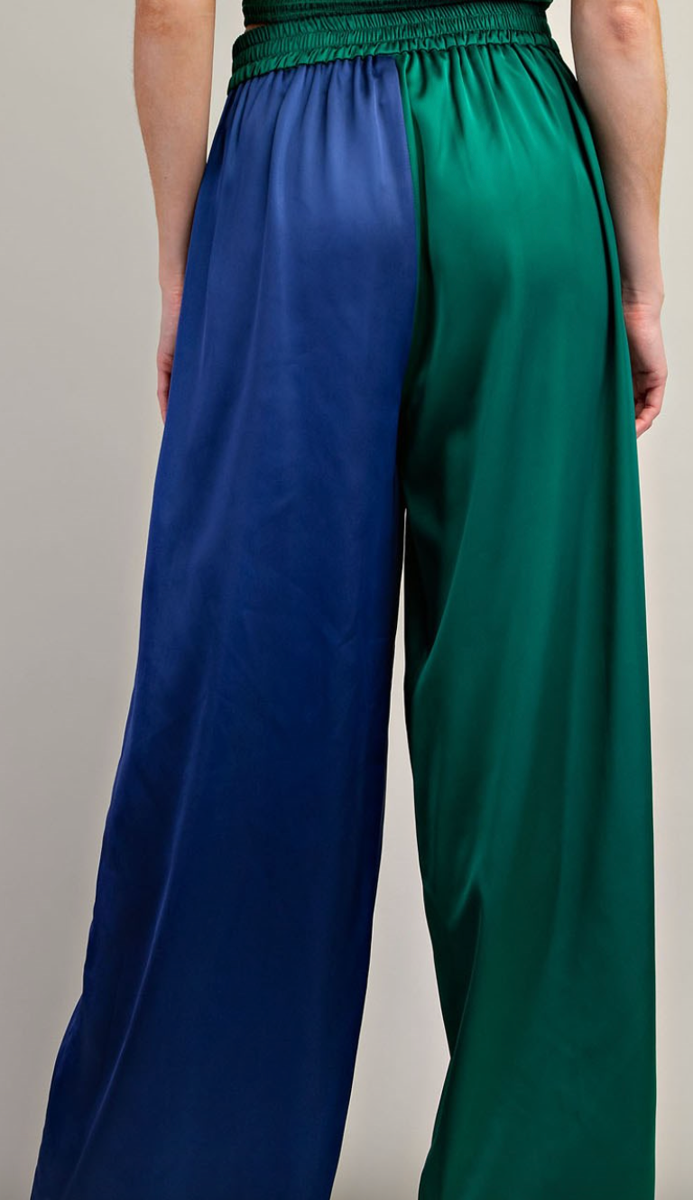 High Waist Color Block Pants