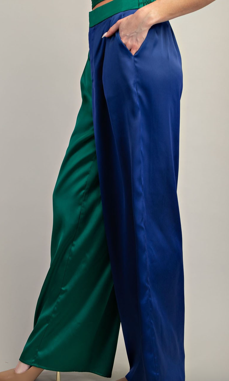 High Waist Color Block Pants