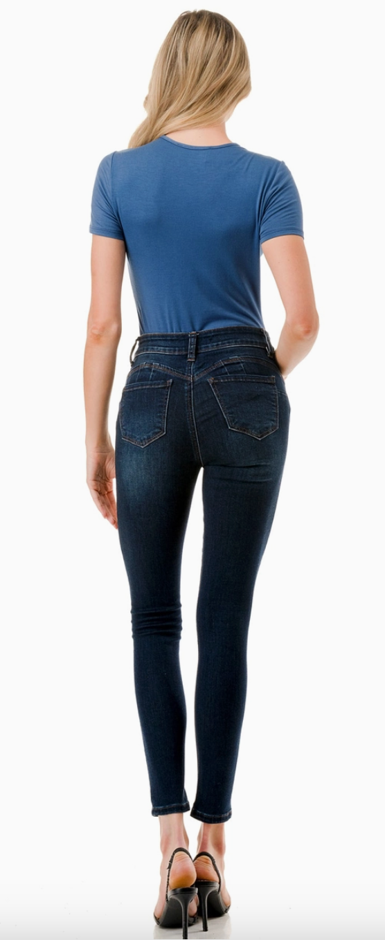 Indigo Cross Cap Sleeve Top