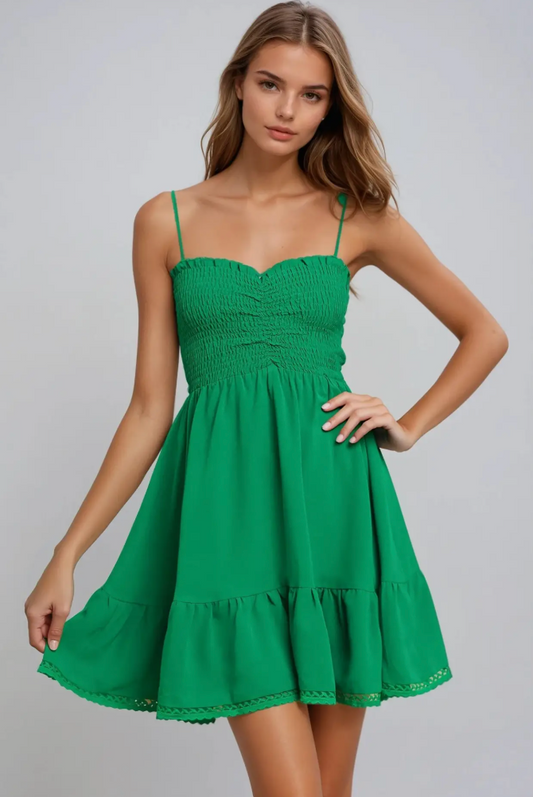 Kelly Green Smocked Dress