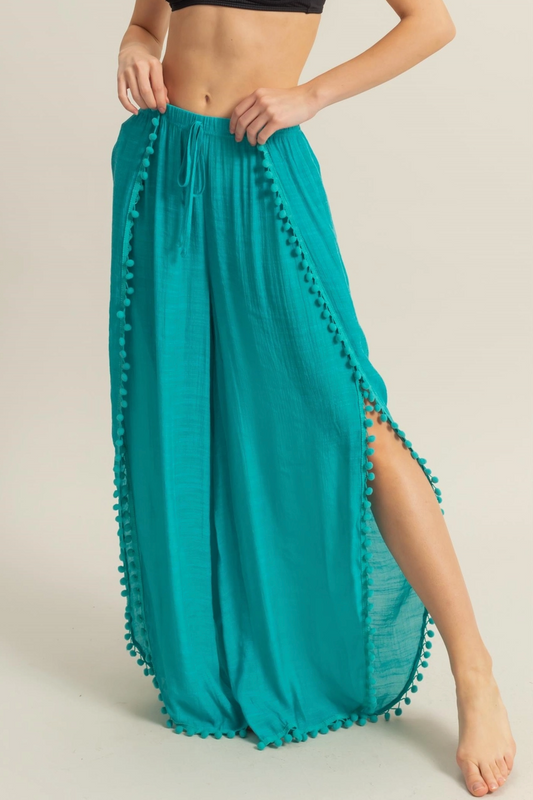 Turq High-Waist Tulip Hem Coverup Flowy Pants