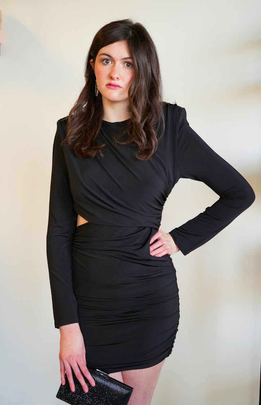 Black SideCut Out Short Dress
