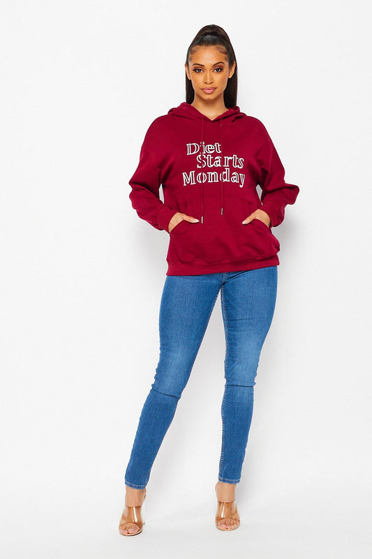 Burgundy Diet Starts Monday Hoody