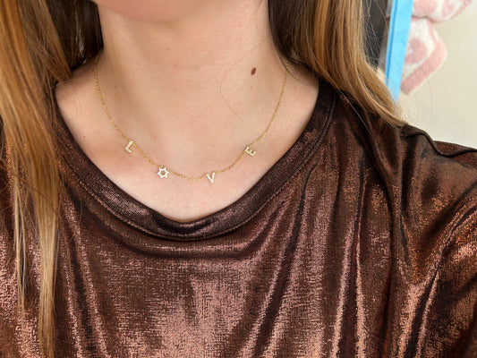 LOVE 14k Gold Plated Necklace with CZ