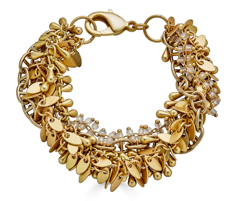 Matte Gold Four Strand Fringe Bracelet