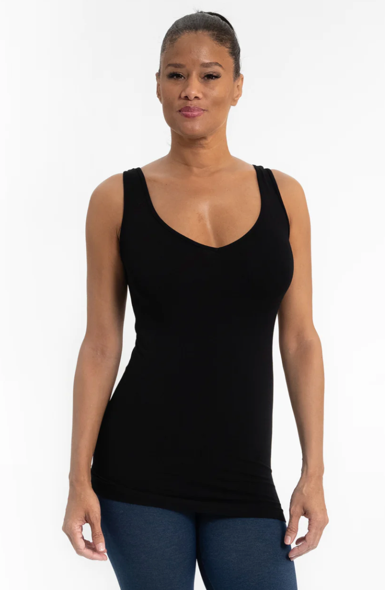 Black Reversible V-neck Scoop Tank