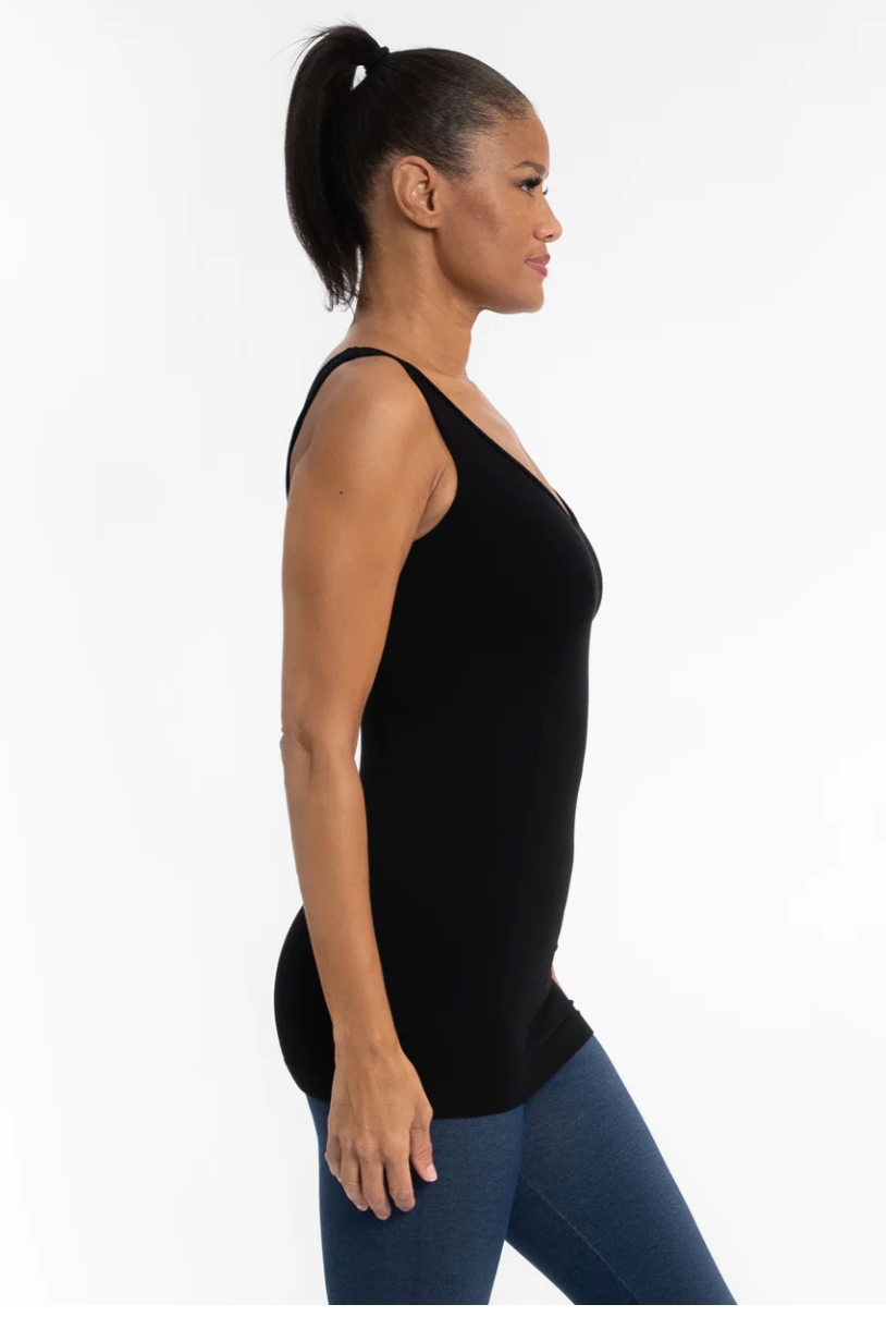 Black Reversible V-neck Scoop Tank