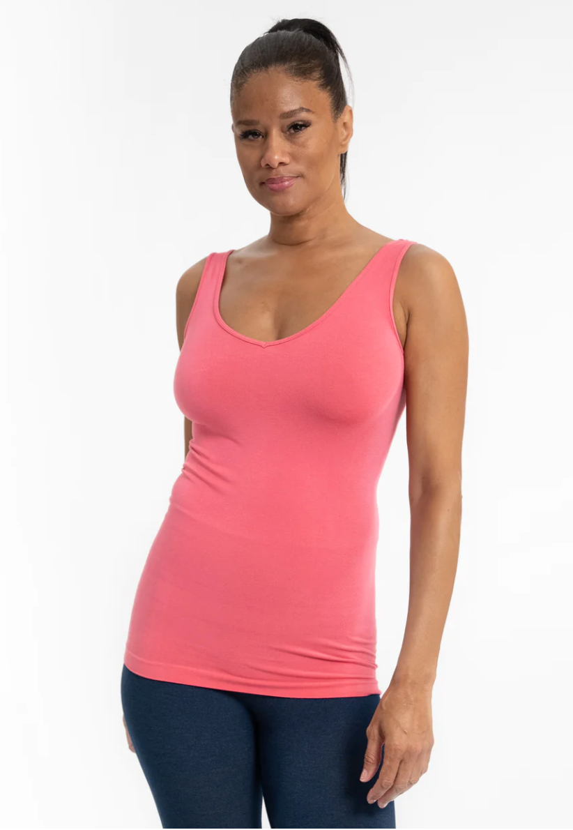 Coral Reversible V-neck Scoop Tank