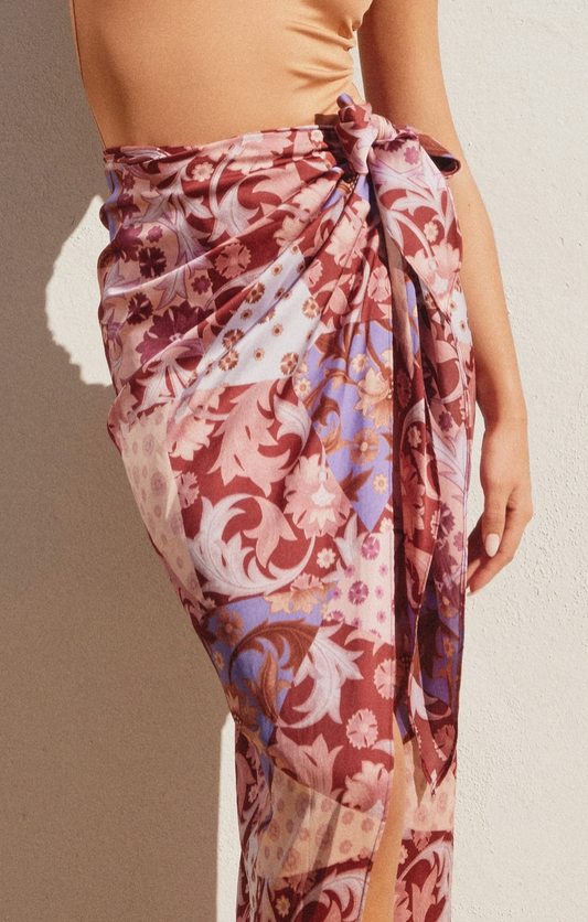 Plum Violet Printed Wrap Skirt