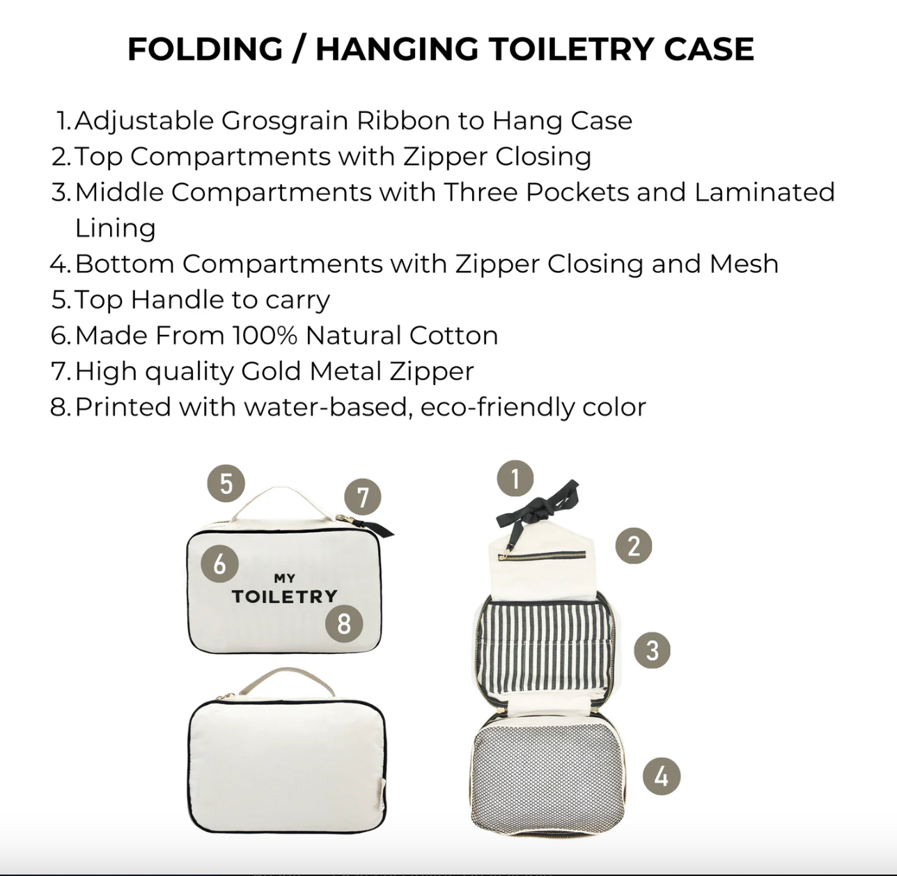 Cream Folding/Hanging Toiletry Case