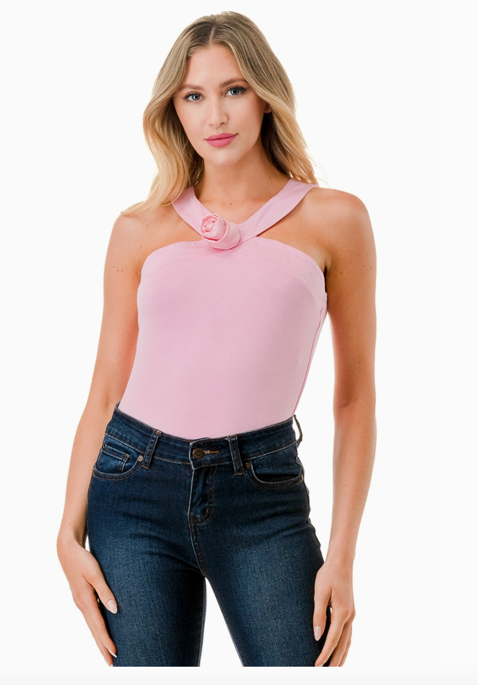 Pink Cross Strap Flower Top