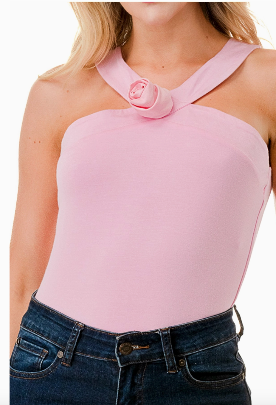 Pink Cross Strap Flower Top