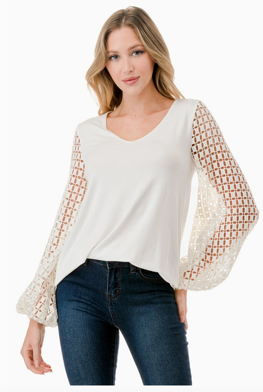 Ivory Bubble Lace Sleeve