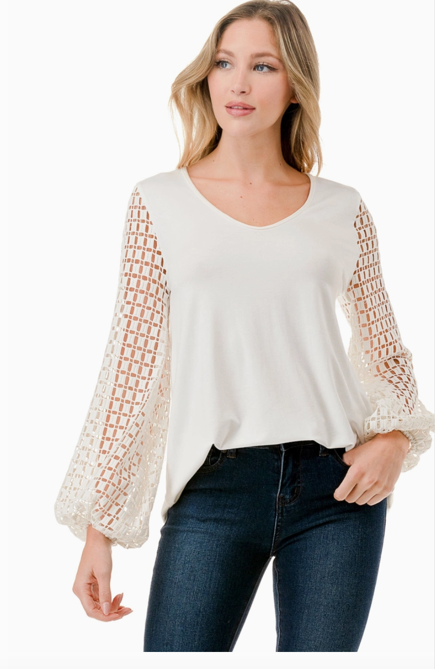 Ivory Bubble Lace Sleeve