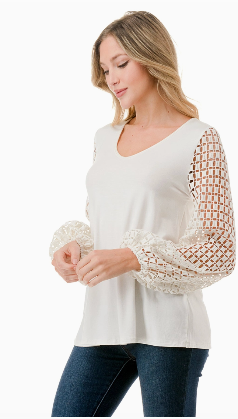 Ivory Bubble Lace Sleeve