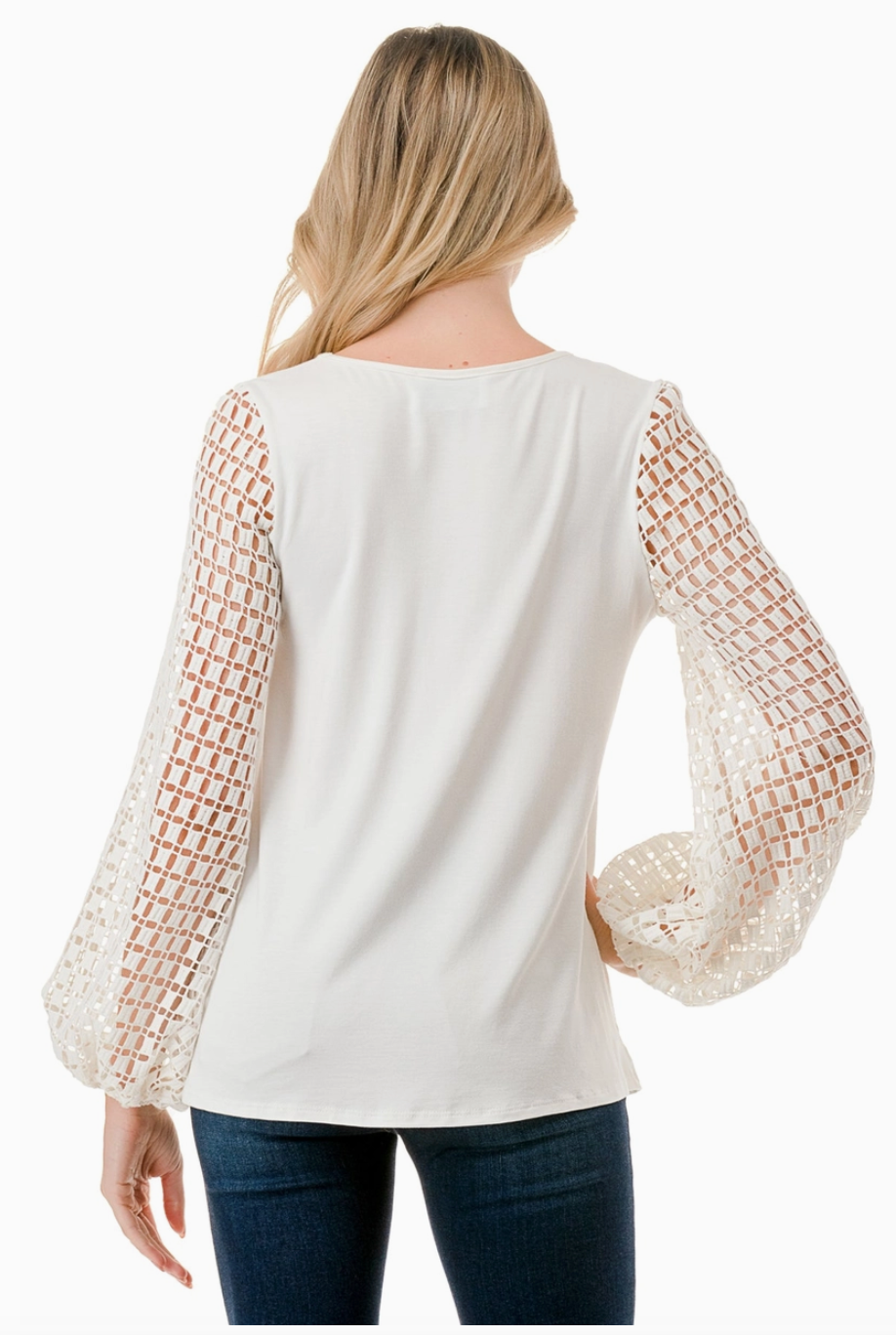 Ivory Bubble Lace Sleeve