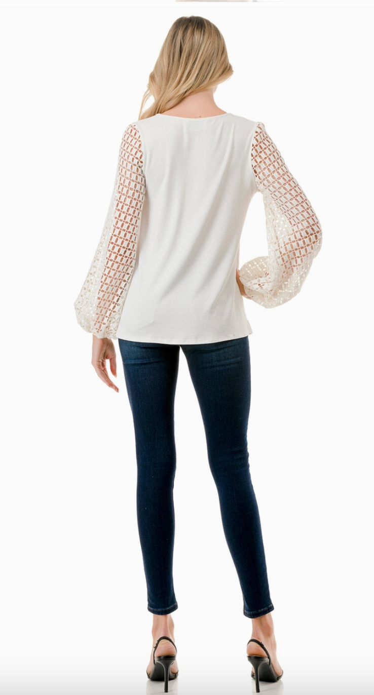 Ivory Bubble Lace Sleeve