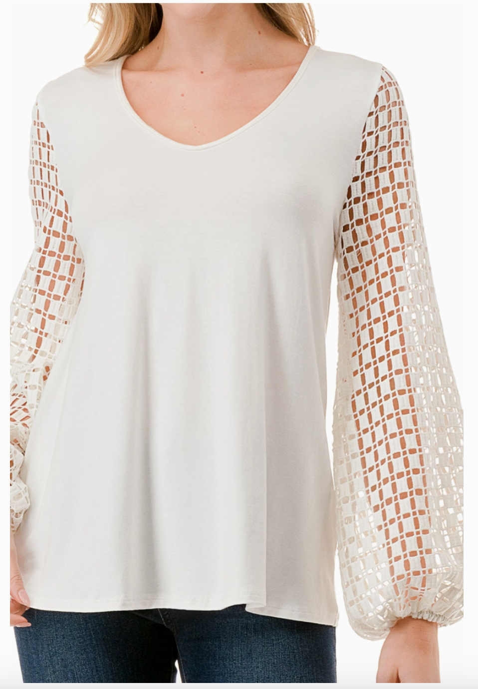 Ivory Bubble Lace Sleeve