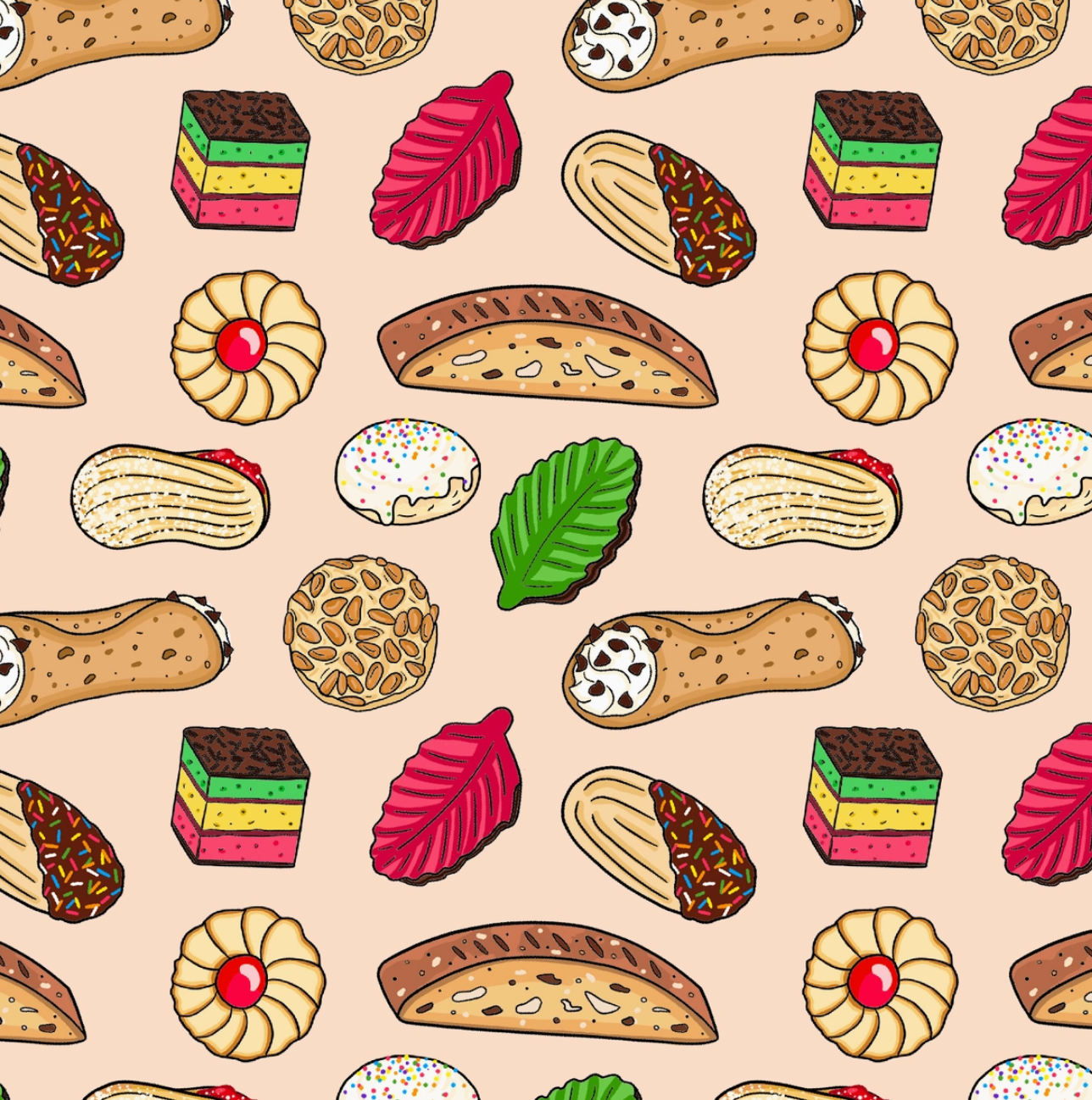 Italian Cookies & Desserts Christmas Wrapping Paper Roll