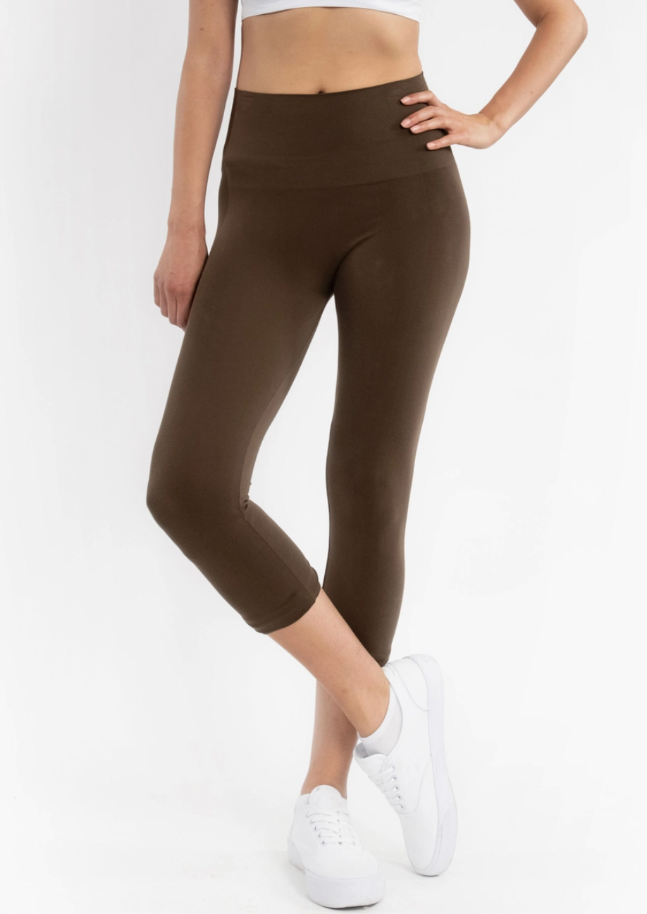 Olive Cropped High Waist Leggings