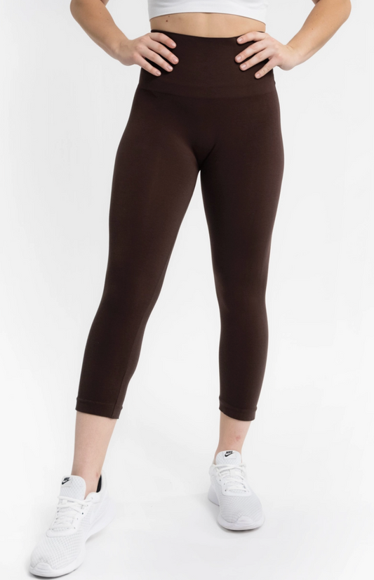 Chocolate Cropped High Waist Leggings