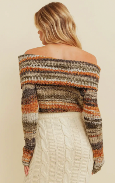 Multi Color Off the Shoulder Sweater Top