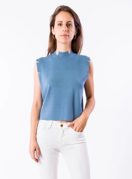 Vintage Blue with Cut Outs Top