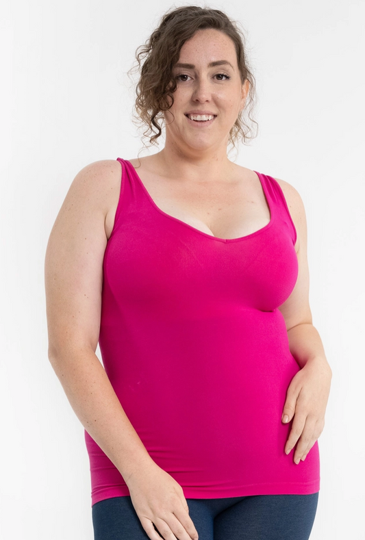 Reversible V-Neck/Scoop Neck Tank Magenta