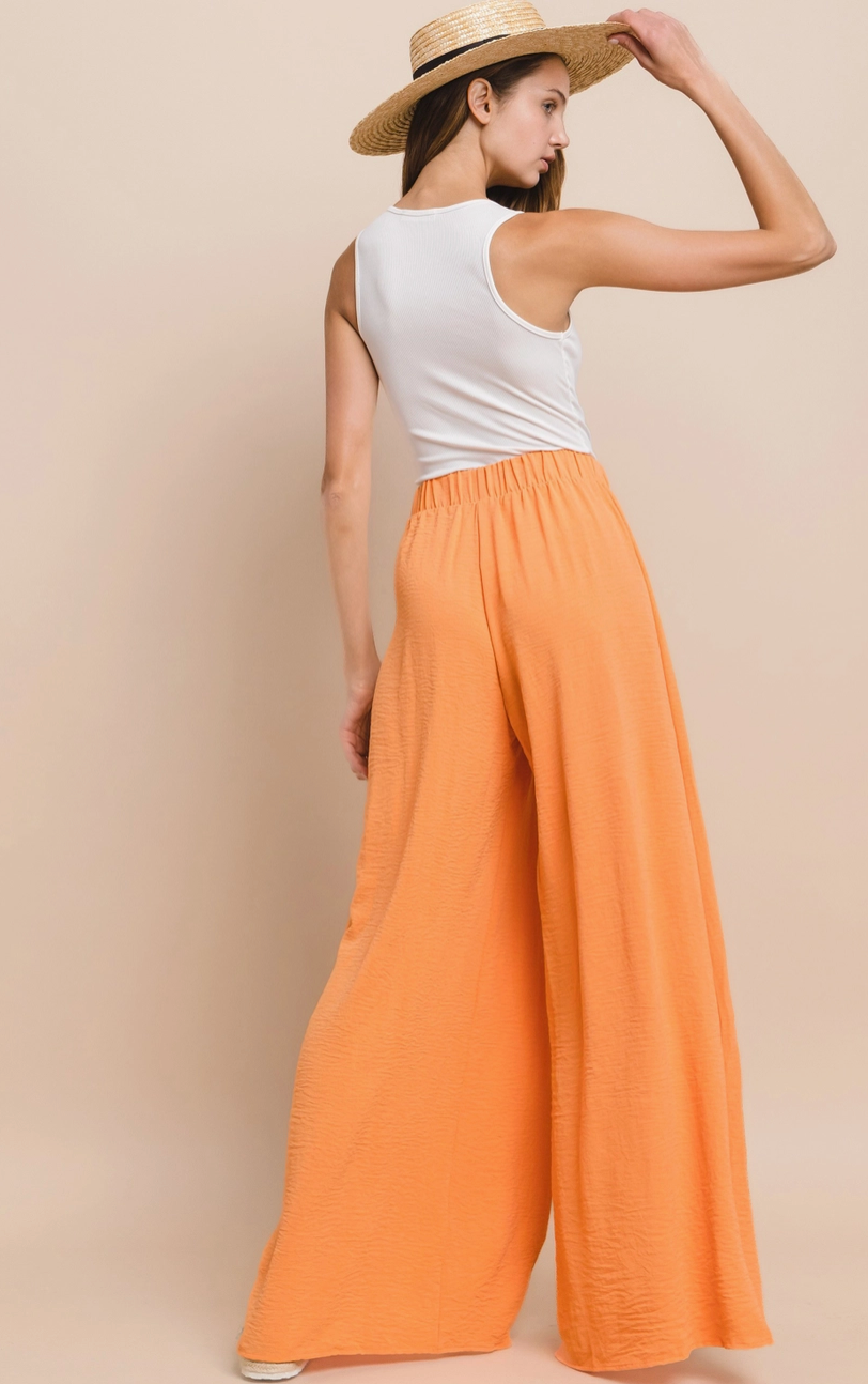 Orange Crepe Pant with Front Slits