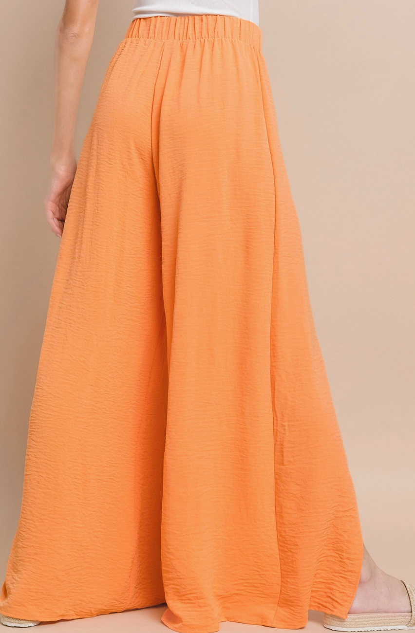 Orange Crepe Pant with Front Slits